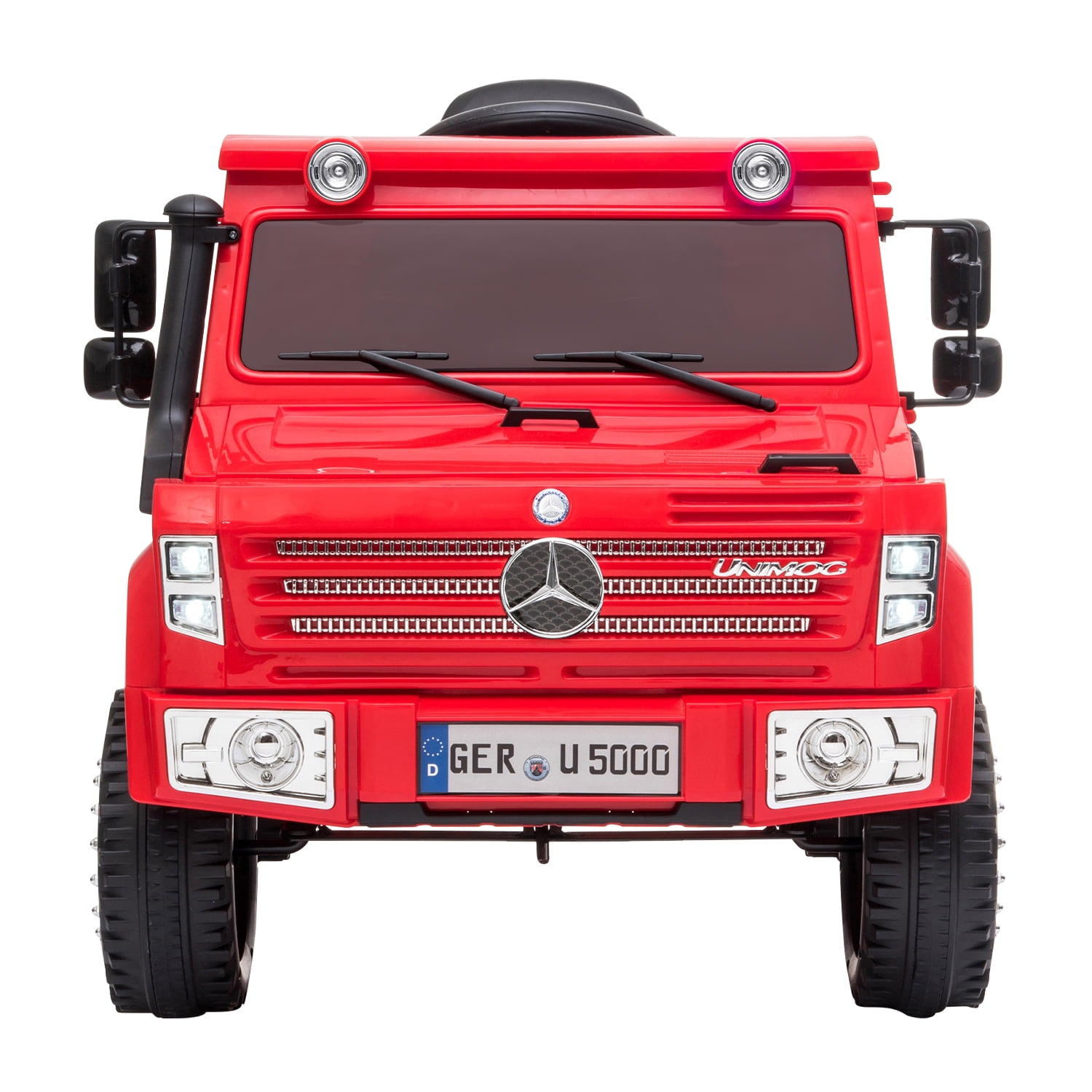 Kepooman 12V Kids Electric Ride on Cars, Electric Vehicle for Children with Remote Control/Music Player-Red Mercedes Unimog U500