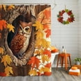 thumbnail image 2 of Cute Owl Autumn Orange Maple LeavesWatercolor Oil Painting Style, 2 of 6