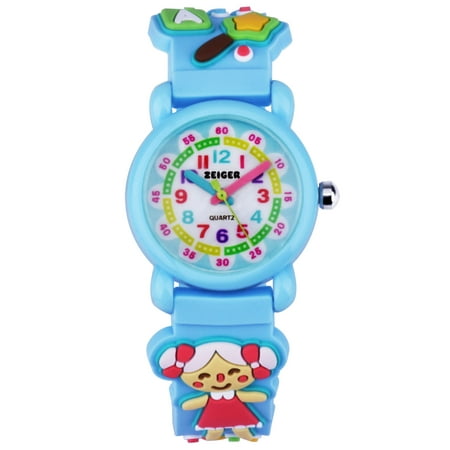 Zeiger New Cute Cartoon Little Girl & Bunny Pattern Silicone Band Kids Watch Girls Young Teens Time Teacher Wrist Watch -