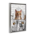 thumbnail image 3 of Stupell Industries Whimsy Cat on Toilet Gray Framed Floater Canvas Wall Art design by Matthew Piotrowicz, 31 x 21, 3 of 9