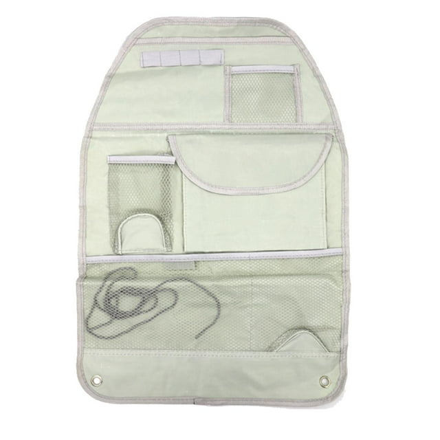 Organizadores de asiento trasero de coche Premium de tela Oxford, accesorios de viaje impermeables con múltiples bolsillos, , Gris Macarena Organizador de asiento de coche