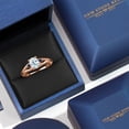 thumbnail image 5 of Gem Stone King 18K Rose Gold Plated Silver Sky Blue Aquamarine and Blue Sapphire 3 Stone Engagement Ring for Women | 1.29 Cttw | Oval 8X6MM | Round 2MM | Gemstone March Birthstone | Size 9, 5 of 6