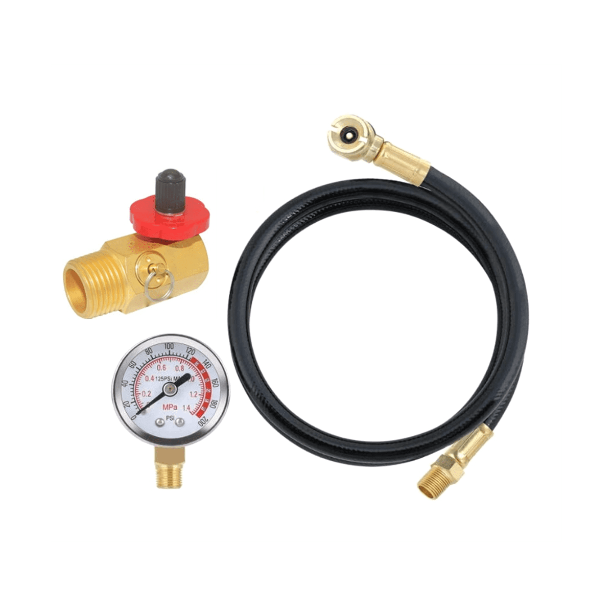 Air Tank Repair Kit W/Safety Valve, Pressure Gauge and 4 Feet Air Tank