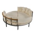 thumbnail image 6 of Patio Furniture Outdoor Round Daybed, 4 Pieces All Weather Metal Conversation Sectional Sofa Set with Removable Cushions and Separate Seating for Patio Lawn Garden Backyard Porch Pool, Beige, 6 of 6