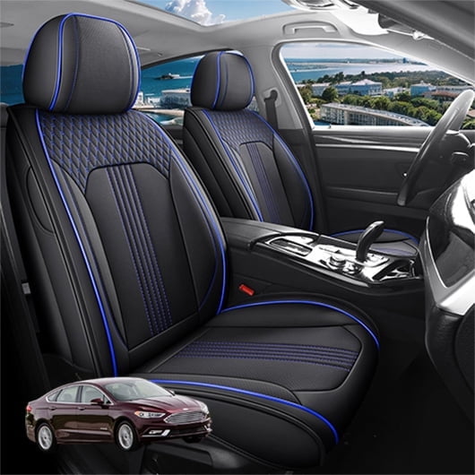 Car Seat Covers Full Set Custom Fit for Ford Fusion 2007-2020 - Premium Faux Leather Auto Protectors with Waterproof, Breathable, Anti-Slip Car Seat Protectors (BlackBlue,Full Set)