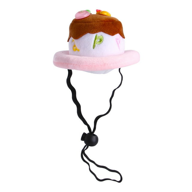 Shisuyan Cake Shape Cat Headgear Adorable Pet Hat Pink 1Set 4.7X4.7X2.8In