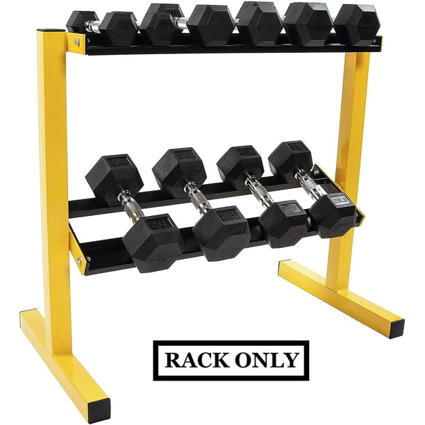 Dumbbell Rack Multilevel 2-Tier Easy-Grab Weight Storage Organizer for Home  Gym, 600-Pound Capacity, Yellow/Black 