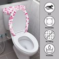 thumbnail image 3 of Renewold Valentine's Day Toilet Lid Cover Round Pink Hearts Toilet Tank Lid Covers Machine Washing Splash Stain Resistant Toilet Lid & Tank Covers Accessories Set of 2, 3 of 6
