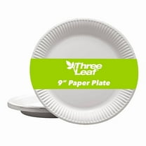 Three Leaf 9" Paper Plates, 1000 Ct. (10 Packs Of 100) - White