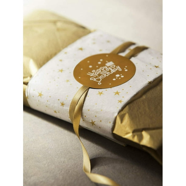 FFIY Papier de soie d'emballage cadeau - Papier de soie doré métallique  pour bricolage, sacs d'emballage - 19,5 x 26 pouces -25 feuilles OR - 