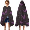 thumbnail image 3 of Halloween Bat Camouflage Pattern Hooded Bath Towel，50"x30" for Ages 3 To 12 Kids, Quick Dry Lightweight Soft Microfiber Hood Beach Towel Cover Up for Kids, 3 of 7