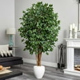 thumbnail image 5 of Nearly Natural 6' Ficus Artificial Tree in White Planter, 5 of 5