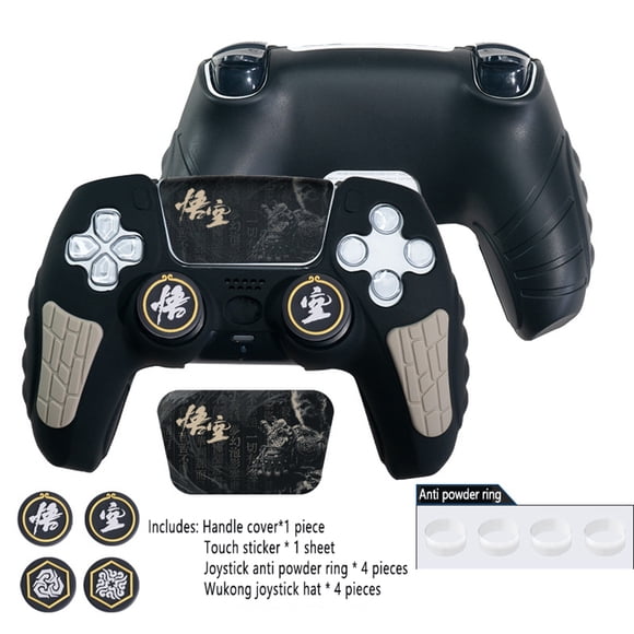 Funda protectora de silicona con agarre antideslizante para mando de PlayStation 5, incluye pegatinas para el botón basculante, funda antisudor para el mango y accesorios para videojuegos