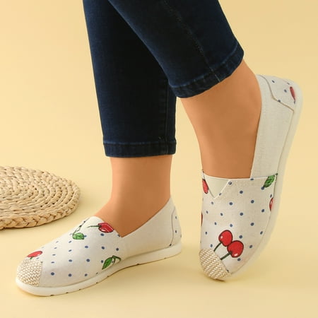 

NECHOLOGY Womens Office Shoes Casual Ladies Fruit Printing Shoes Fashion Soft Sole Womens Business Casual Shoes Size 8 White 7