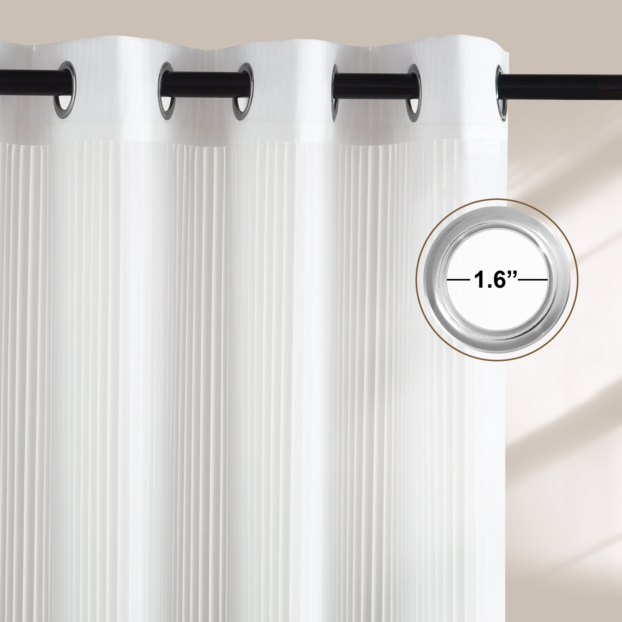 NICETOWN Sheer Curtains for Kitchen, Sheer Privacy Curtains Vertical Striped transparent texture Light Filtering Living Room Curtains Grommet Sheer Curtain Panels, White, 52"x63", 2 Panels