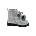thumbnail image 3 of Nicole Miller Toddler Faux Fur Silver Glitter Boots with Pom Poms - Size 6, 3 of 5