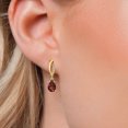 thumbnail image 3 of Gem Stone King 10K Yellow Gold Red Garnet and Lab Grown Diamond Stud Dangle Earrings for Women | 1.59 Cttw | Gemstone January Birthstone | Pear Shape 7X5MM, 3 of 6