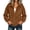 Brown, variant on Qiopertar Corduroy Jacket for Women Zip Collared Long Sleeve Casual Oversized Ribbed Fall Winter Tops Zipper Jacket Blue L