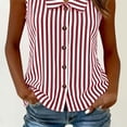 thumbnail image 6 of Dvprdro Womens Cotton Striped Top Collared Sleeveless Button Front Loose Fit Summer Casual Shirt, 6 of 8