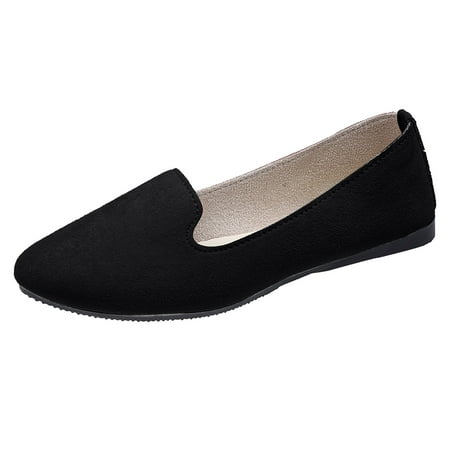 

Gvdentm Womens Shoes Flats Suede Shoes Shallow Mouth Elastic Lacing Round Toe Women s Flat Shoes for Women Ballet Flats Black 9.5