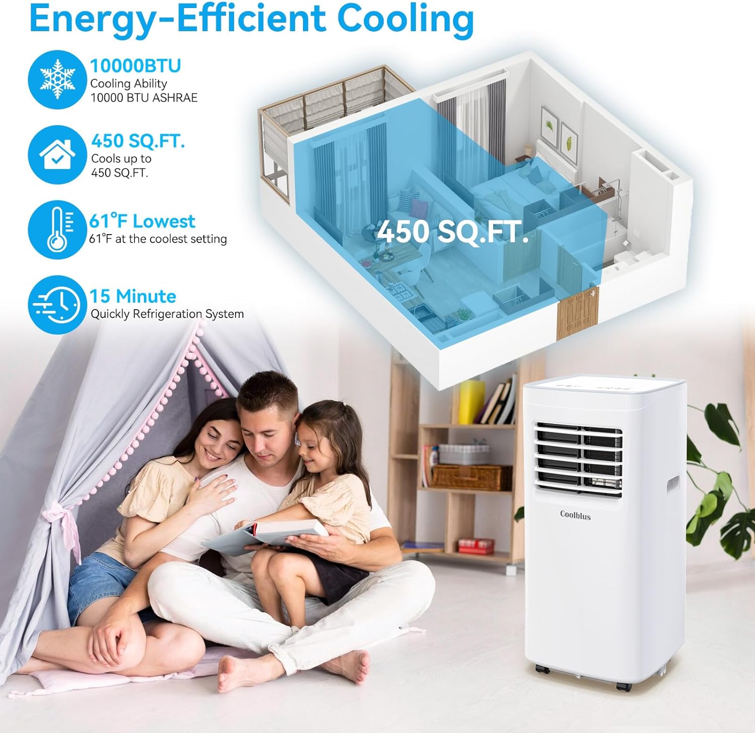 Open Box Coolblus Portable Air Conditioner, 10000 BTU PAC-A019K-06KR -  White - Walmart.com