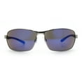 thumbnail image 5 of Mens 90s Rectangular Metal Rim Sport Wrap Arm Sunglasses Silver - Blue Mirror, 5 of 8