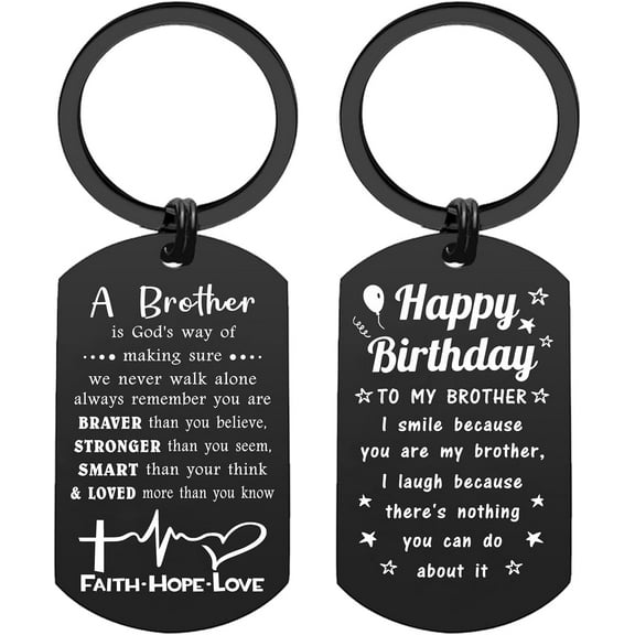 Brother Birthday Gifts from Brother Sister, Happy Birthday Brother, Young Men Birthday Keychain Decorations