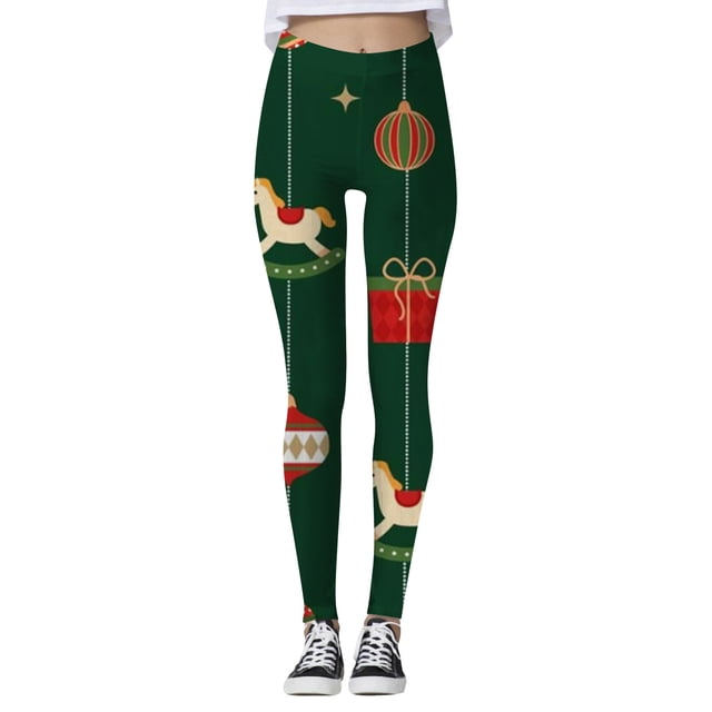 MKLEKYY Pantalones deportivos para mujer, leggings con estampado navideño para mujer, leggings de ejercicio para fitness, pantalones de yoga 4515
