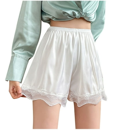 BUIgtTklOP no boundaries Ice Silk Slip Shorts for Women Under Dress Slip Pettipant ace Pettipants Half Slip Culotte Shorts Panties Satin Bloomers Shorts Frilly Slip Shorts for Under Dresses Underwear