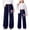 Dark Blue, variant on YUEHUA Kid Girls' Sweatpants Wide Leg Bow Tie Print Drawstring Casual Kids Joggers Open Bottom Loose Solid Teen Pants with Pockets, 8-9 Years