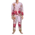 thumbnail image 3 of Sikiie Flamingos In The Tropical Forest Mens Pajama Set, Soft Warm Long Sleeve Sleepwear, Cozy Button-Down Pjs for Men-Large, 3 of 7