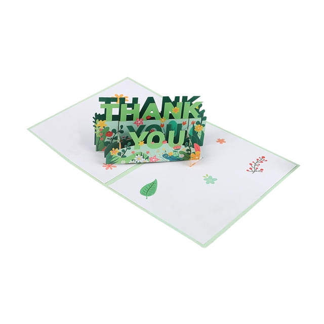 KLKCMS Thank You Card Festivals Party Favors Decor Gift Cards for Parents Girls Boys Green