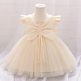 thumbnail image 2 of Girl Dresses Christening Princess Dress With Oversized Bow Satin Special Occasion Gown Toddler Dress Rose Gold 6 Months-9 Months, 2 of 7