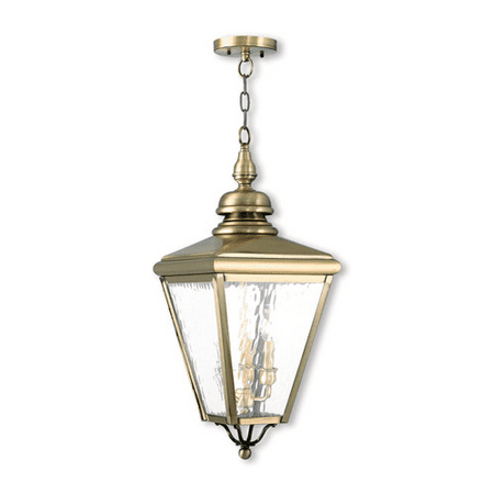

Outdoor Pendants 3 Light With Hand Crafted Solid Brass Clear Water Antique Brass size 11 in 180 Watts - World of Crystal