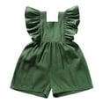 thumbnail image 4 of MKOSPLRT 6M-3Y Linen Jumpsuits for Baby Toddler Little Girl Fly Sleeve Square Neck Rompers Shorts Solid Baggy Summer Jumpers Shorts, 4 of 8