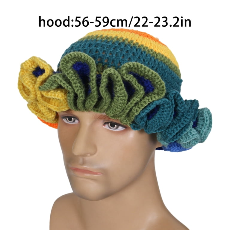 WINDLAND Sweet Girls Crochet Ruffled Brim Bucket Hat Cute  display picture 3