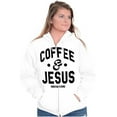 thumbnail image 3 of Coffee and Jesus Christ Strong Womens Plus Size Graphic Zipper Hoodie Brisco Brands 2X, 3 of 5