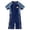 Dark Blue, variant on Boys Space Print Rash Guard, Navy Blue Short Sleeve One Piece Swimsuit UPF 50+,3-4 Years