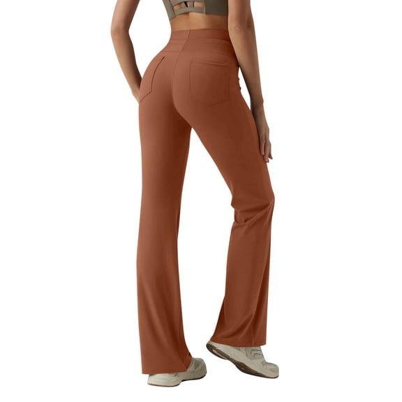Stichou Women's Flare Leggings Stretchy High Waisted Bootcut 2026 Workout Yoga Pants Tummy Control Butt Lift Bell Bottom Jeans Brown 2XL