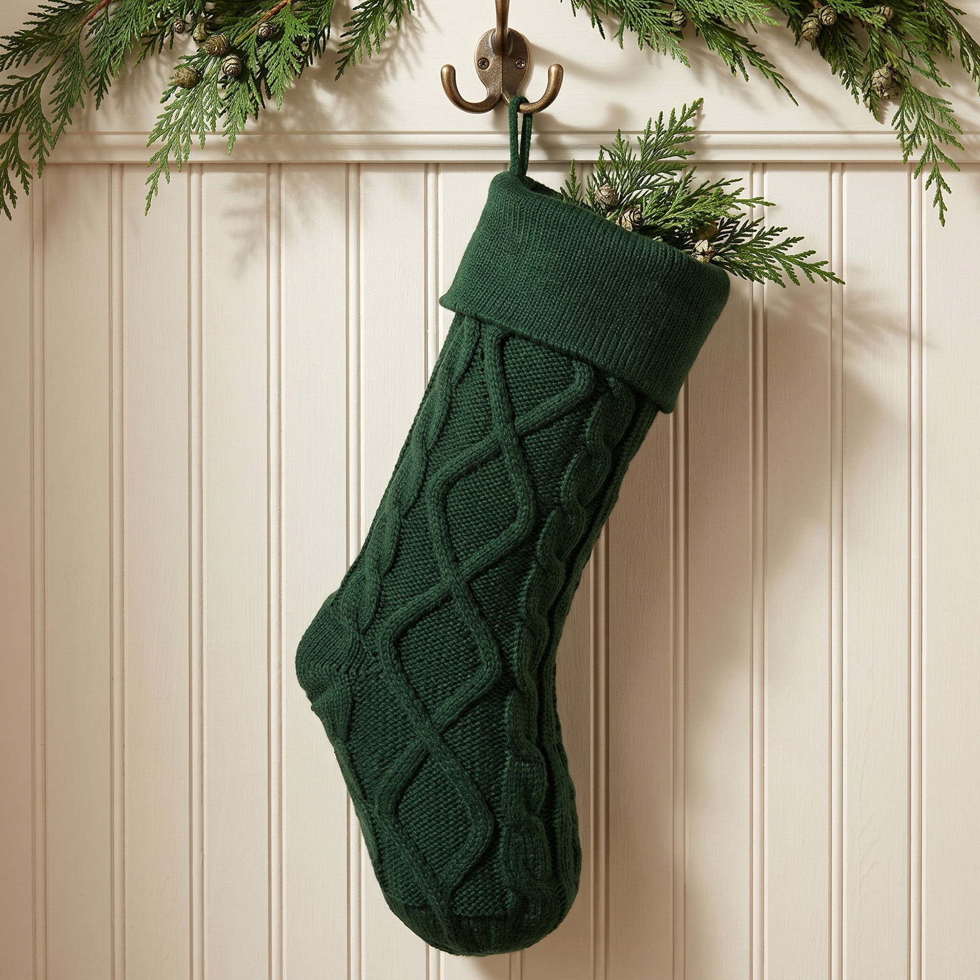 Unique Bargains Luxurious Velvet Bowknot Christmas Stocking Green 18"