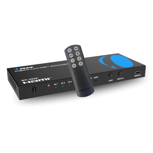 Extractor de audio OREI BK-9429 con conmutador HDMI 2.1 eARC de 4 puertos y compatibilidad 8K