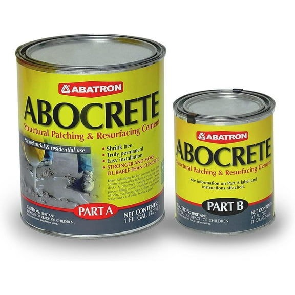 ABATRON Abocrete Kit - Self-Leveling Concrete Epoxy Patching and Filling Compound - Concrete Repair and Cement Crack Filler 1.25 Gallon Kit - Without Sand - Light Gray