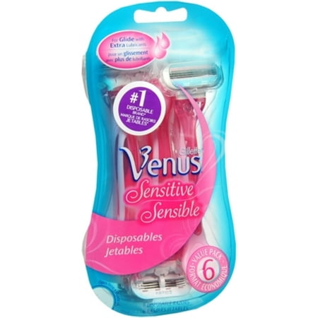 2 Pack - Gillette Venus Disposable Razors Sensitive Skin 6 (Best Venus Razor For Sensitive Skin)