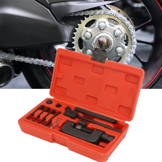 Motorcycle Chain Breaker Splitter Riveter Repair Tool Set Kit with Vanadium Steel for Chain From 35 to 630