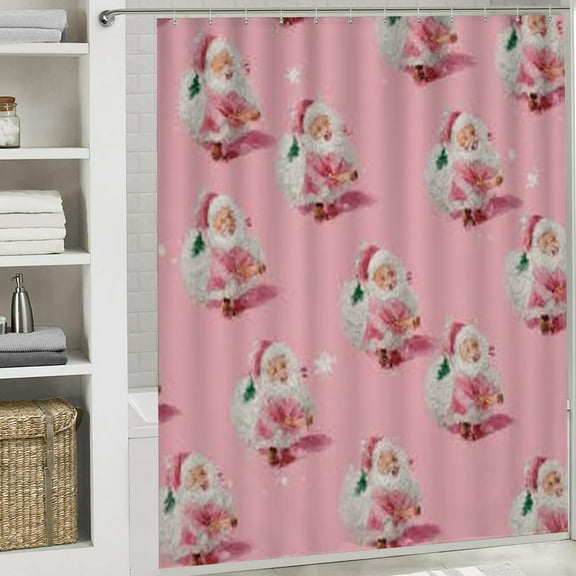 Christmas Shower Curtain,Christmas Dwarf Signs Curtain with Hooks for Home Bathroom Decor Washable Curtains, 72x72 in