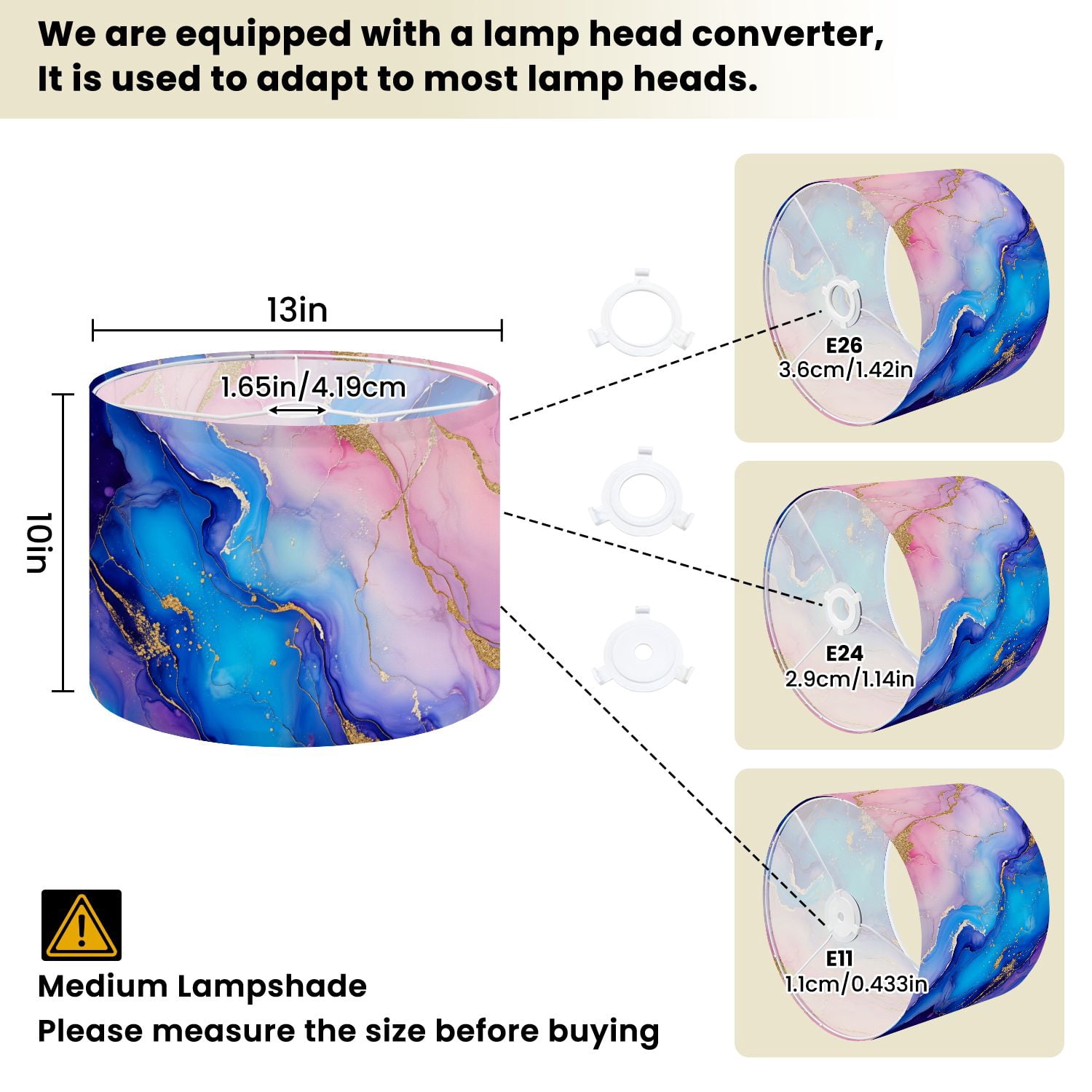Linen Drum Lamp Shades Alcohol ink colors translucent Abstract multicolored marble 13" x 13" x 10" Lampshade for Table Lamps Floor Lamps Lamp Shade Replacement Easy Assembly Required