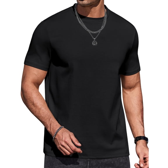 COOFANDY Heavyweight Cotton Crew Neck T-Shirt Crewneck Short Sleeve Tee Shirts Plain Tshirts for Men