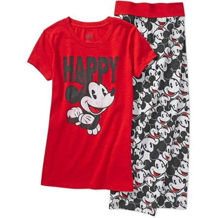 Disney - Women's Plus Mickey Tee and Capri Pajama Set - Walmart.com