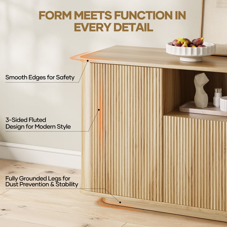 MARNUR Fluted TV Stand for 65-Inch TV with 4 Storage Cabinets photo 4