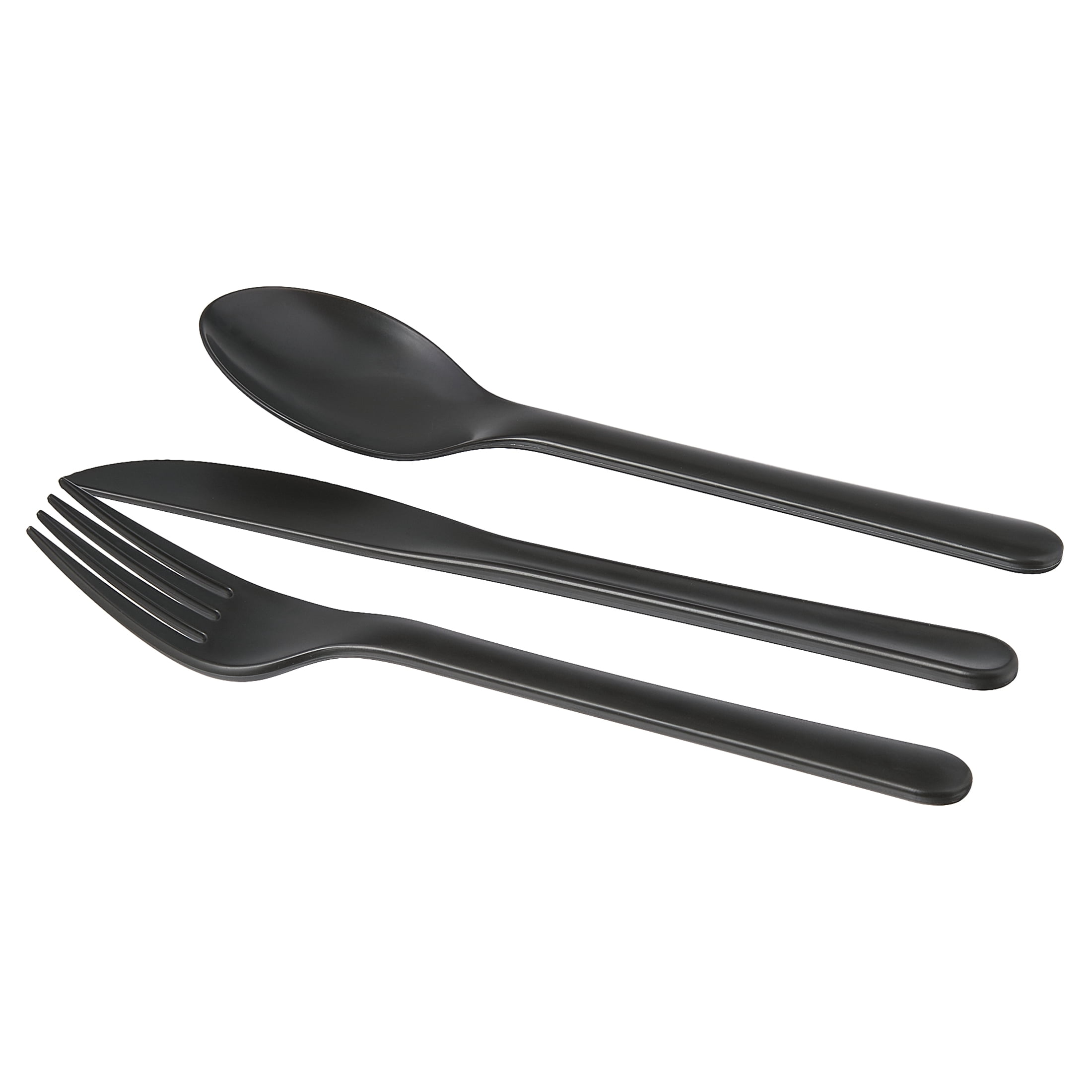 (4 pack) Mainstays - Black Eco-Friendly Recycled Plastic 3-Piece Flatware Set
